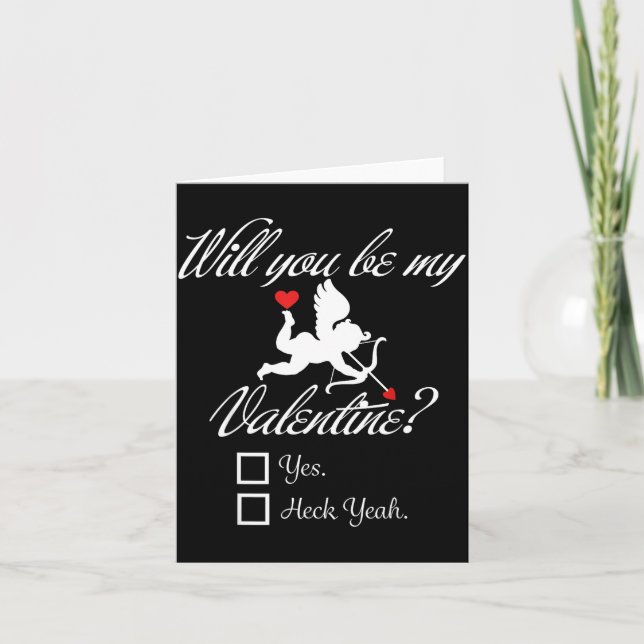 Will You Be My Valentine Funny Heart Cud V-day  Card (Front)