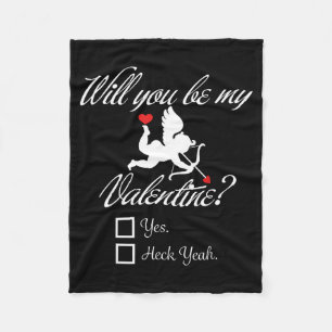 Will You Be My Valentine Funny Heart Cud V-day  Fleece Blanket