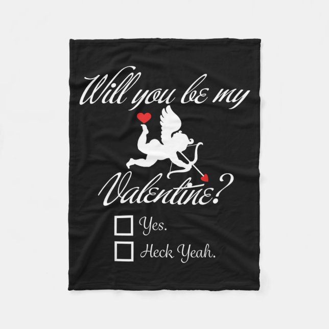 Will You Be My Valentine Funny Heart Cud V-day  Fleece Blanket (Front)