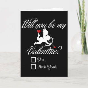 Will You Be My Valentine Funny Heart Cupid V-day Card