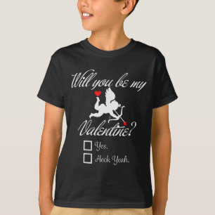 Will You Be My Valentine Funny Heart Cupid V-day T-Shirt