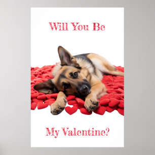 Will You Be My Valentine German Shepherd  Poster