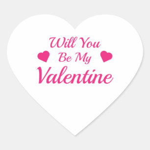 Will You Be My Valentine Heart Sticker