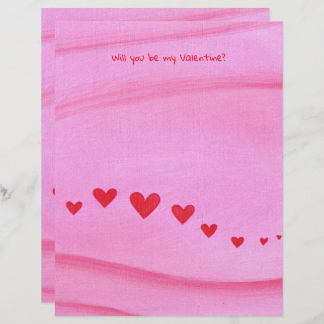 Will you be my Valentine, heart themed stationery Custom Letterhead (Front/Back)