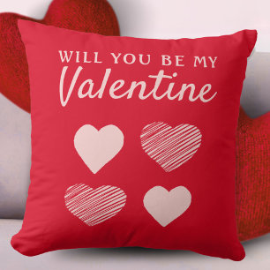 Will you be my Valentine Hearts Valentine`s Day Cushion