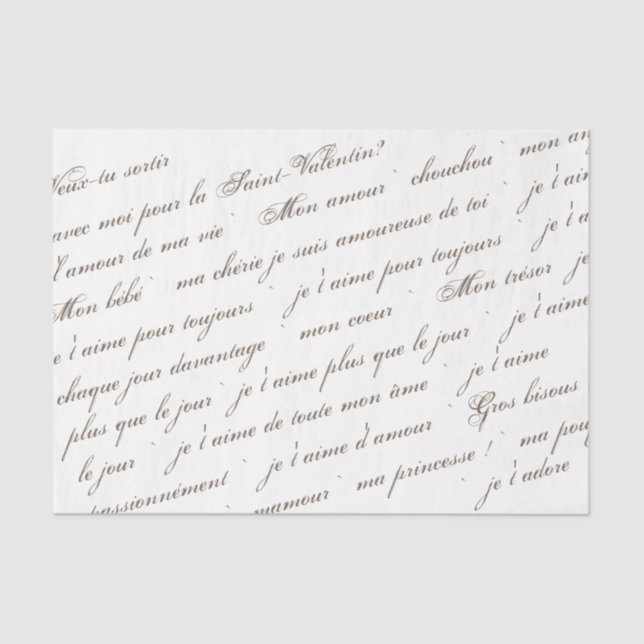 Will You Be My Valentine in French Script Tissue Paper (Front)