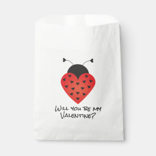 Will You Be My Valentine Ladybug Heart Red Black Favour Bags