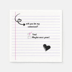 Will You Be My Valentine Note Napkins