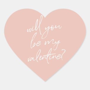 'Will you be my Valentine?' pink heart stickers