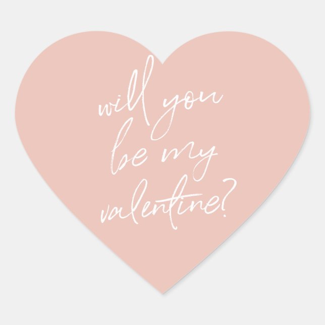 'Will you be my Valentine?' pink heart stickers (Front)