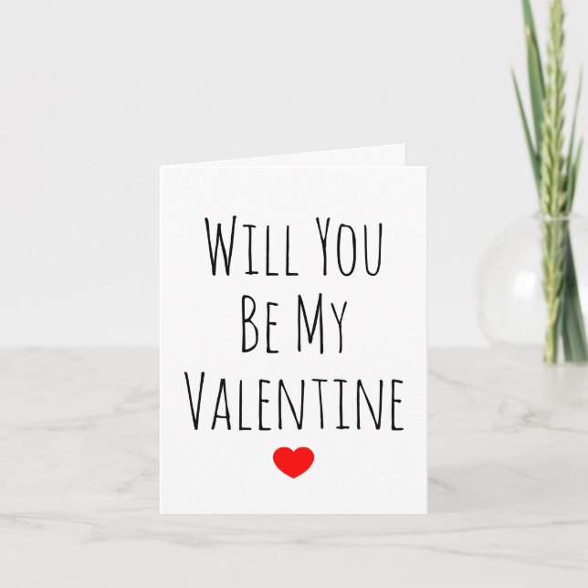 Will You Be My Valentine Red Heart Girlfriend Holiday Card (Front)