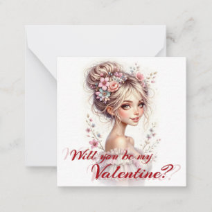 Will You Be My Valentine – Romantic Art Print Card