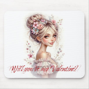 Will You Be My Valentine – Romantic Art Print Mouse Mat