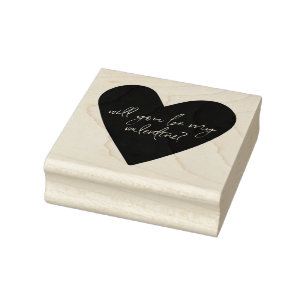 Will You Be My Valentine Script Font Heart Ink Rubber Stamp