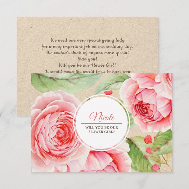 Will you be our Flower Girl? Custom Invitations (Front/Back)