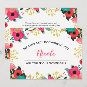 Will you be our Flower Girl? Modern Floral Invitation