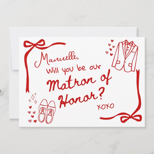 Will you be our Matron of Honor Card Invitation (Front)