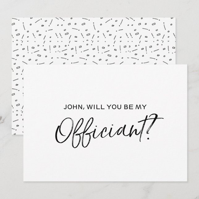 "Will you be our officiant" | Chic Hand lettered Invitation (Front/Back)
