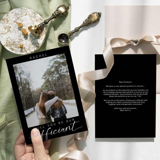 Will you be our Officiant Minimal Photo Modern Invitation (Creator Uploaded)