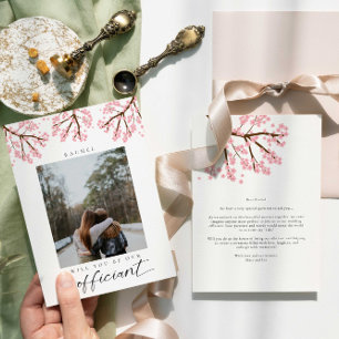 Will you be our Officiant Photo Cherry Blossoms Invitation