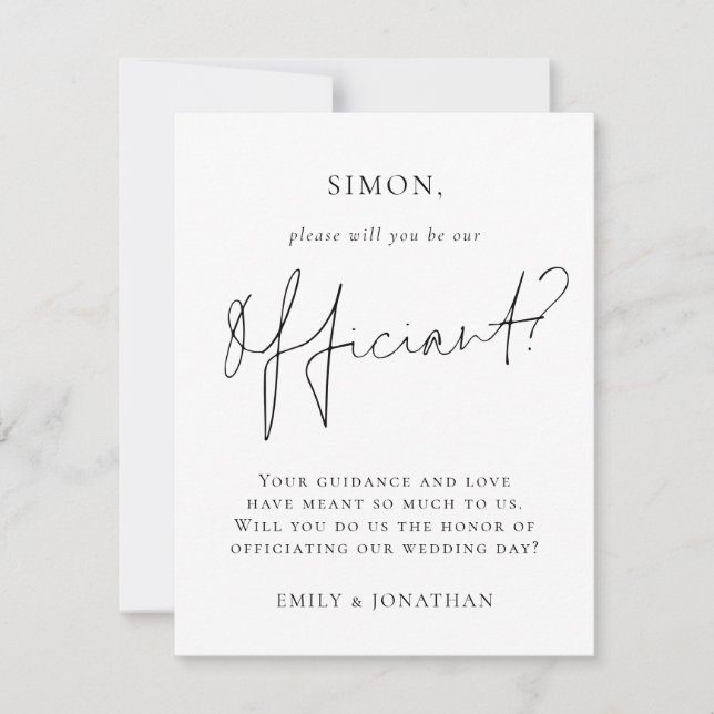 Will you be our officiant proposal card (Front)