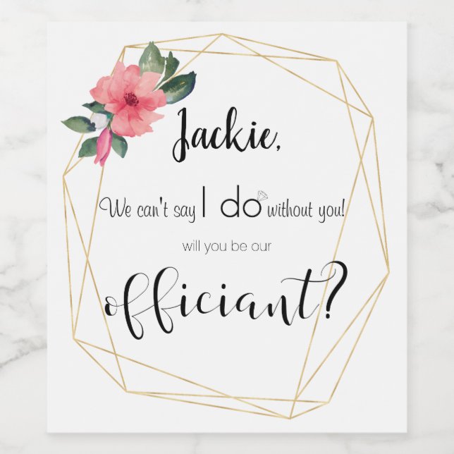Will you be our officiant? Wedding, gold foil Wine Label (Single Label)