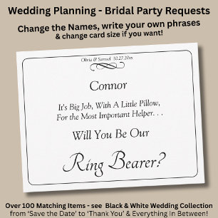 Will You Be Our Ring Bearer? Black White Infinity