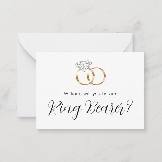 Will You Be Our Ring Bearer Diamond Wedding Rings Card (Front)