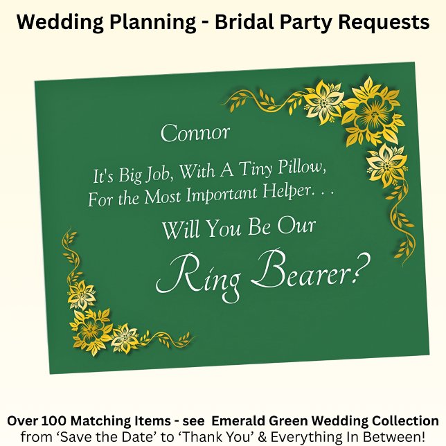 Will You Be Our Ring Bearer? Emerald Green & Gold (Creator Uploaded)