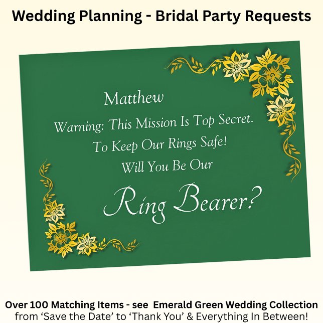 Will You Be Our Ring Bearer?  Emerald Green & Gold (Creator Uploaded)