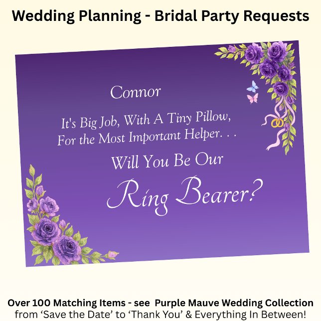 Will You Be Our Ring Bearer? Purple Mauve Flowers  (Creator Uploaded)