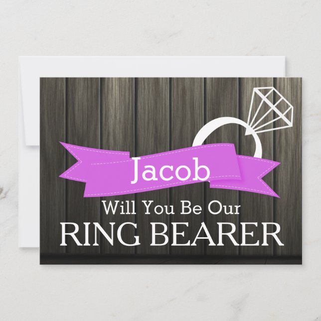 Will You Be Our Ring Bearer Wooden Invitation (Front)