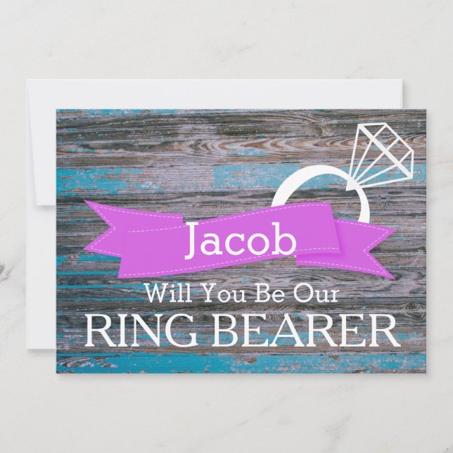 Will You Be Our Ring Bearer Wooden Invitation (Front)