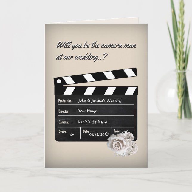 Will you be our Wedding Camera Man? Invitation (Front)