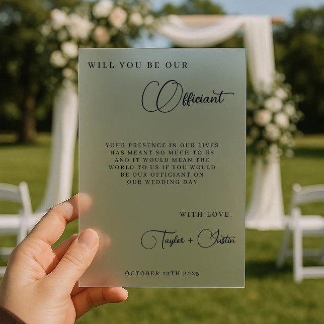 Will You Be Our Wedding Officiant Proposal Simple Acrylic Invitations (Creator Uploaded)
