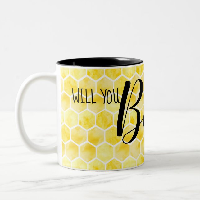 Will you bee my bridesmaid Bridal Party Gift theme Two-Tone Coffee Mug (Left)