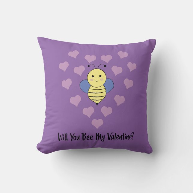 Will You Bee My Valentine Cushion (Front)