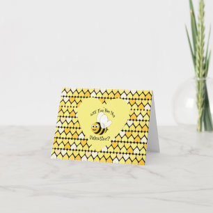Will You Bee My Valentine? Yellow hearts Holiday Card