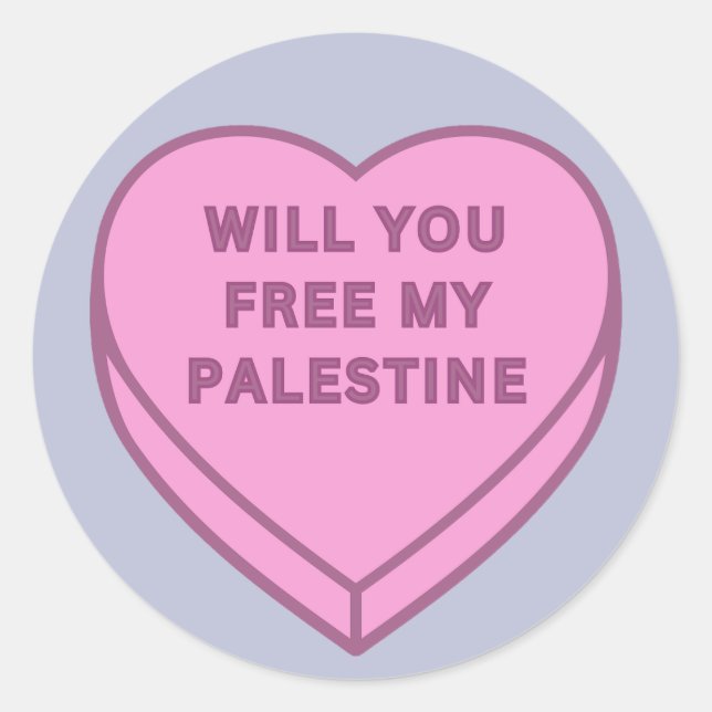 Will you free my Palestine? Cute Candy Heart sweet Classic Round Sticker (Front)