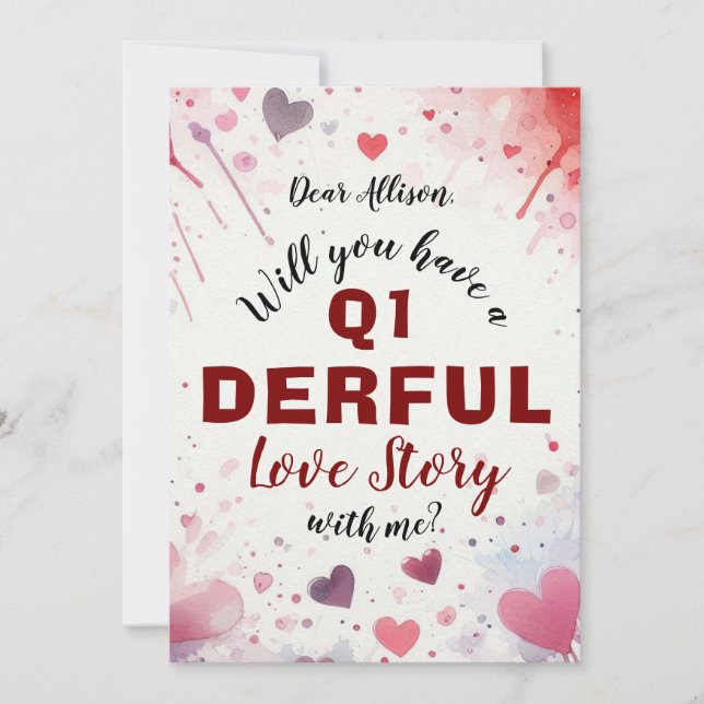 Will you have a Q1nderful Love story with me? Holiday Card (Front)