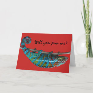 "Will you join me?" Blue lizard Greeting Card