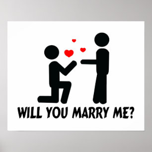 Will You Marry Me Bended Knee Man & Man Poster