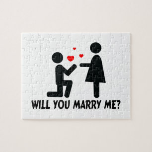 Will You Marry Me Bended Knee Man & Woman Jigsaw Puzzle