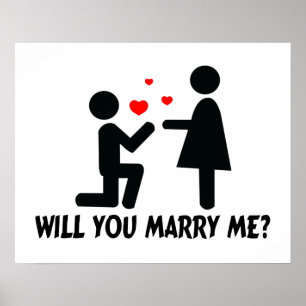 Will You Marry Me Bended Knee Man & Woman Poster