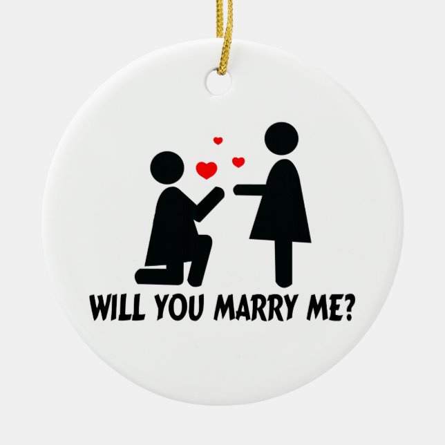 Will You Marry Me Bended Knee Woman & Woman Ceramic Tree Decoration (Front)