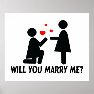 Will You Marry Me Bended Knee Woman & Woman Poster