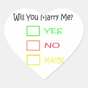 Will You Marry Me by Shirley Taylor Heart Sticker