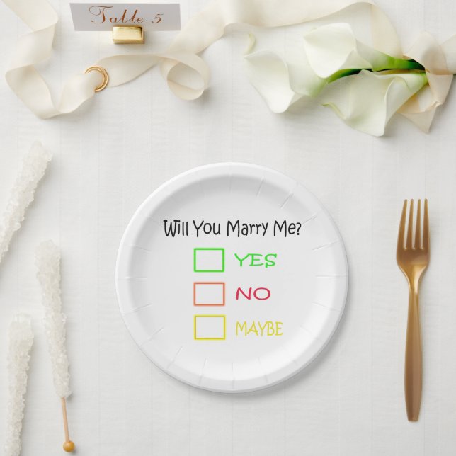 Will You Marry Me by Shirley Taylor Paper Plate (Wedding)
