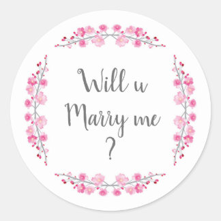 Will you marry me? Cherry blossom floral vintage Classic Round Sticker