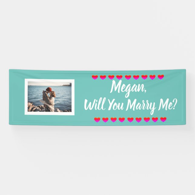 Will you Marry Me Custom Name and Photo Banner (Horizontal)
